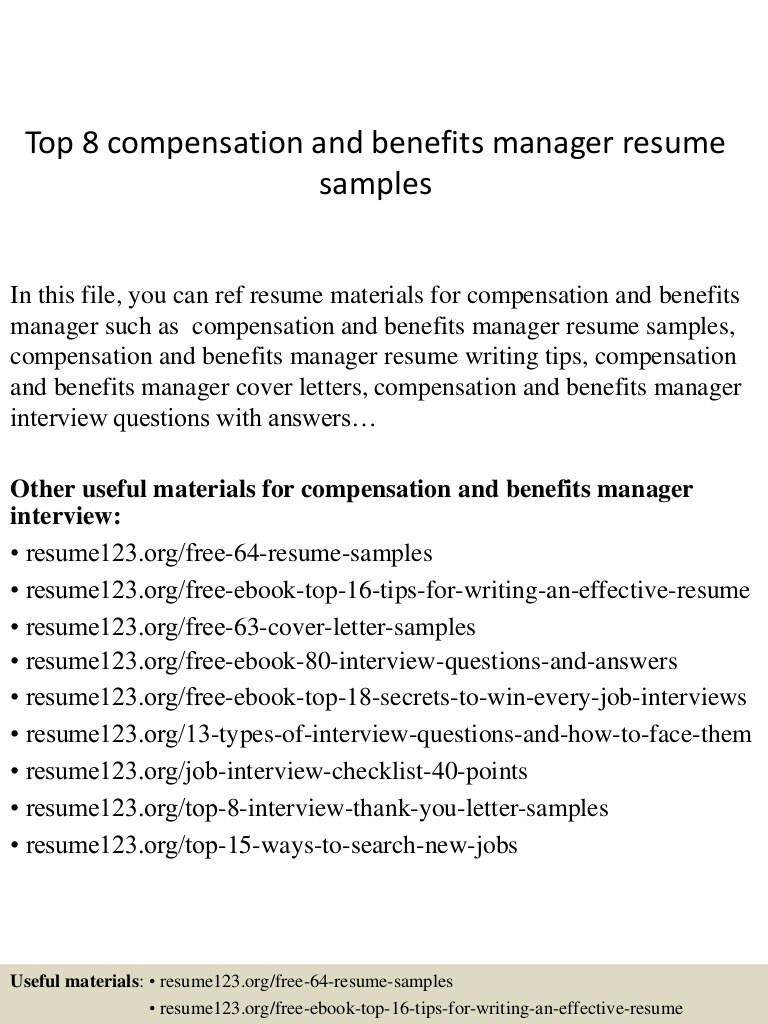 Compensation and Benefits Manager Resume Sample top 8 Compensation and Benefits Manager Resume Samples