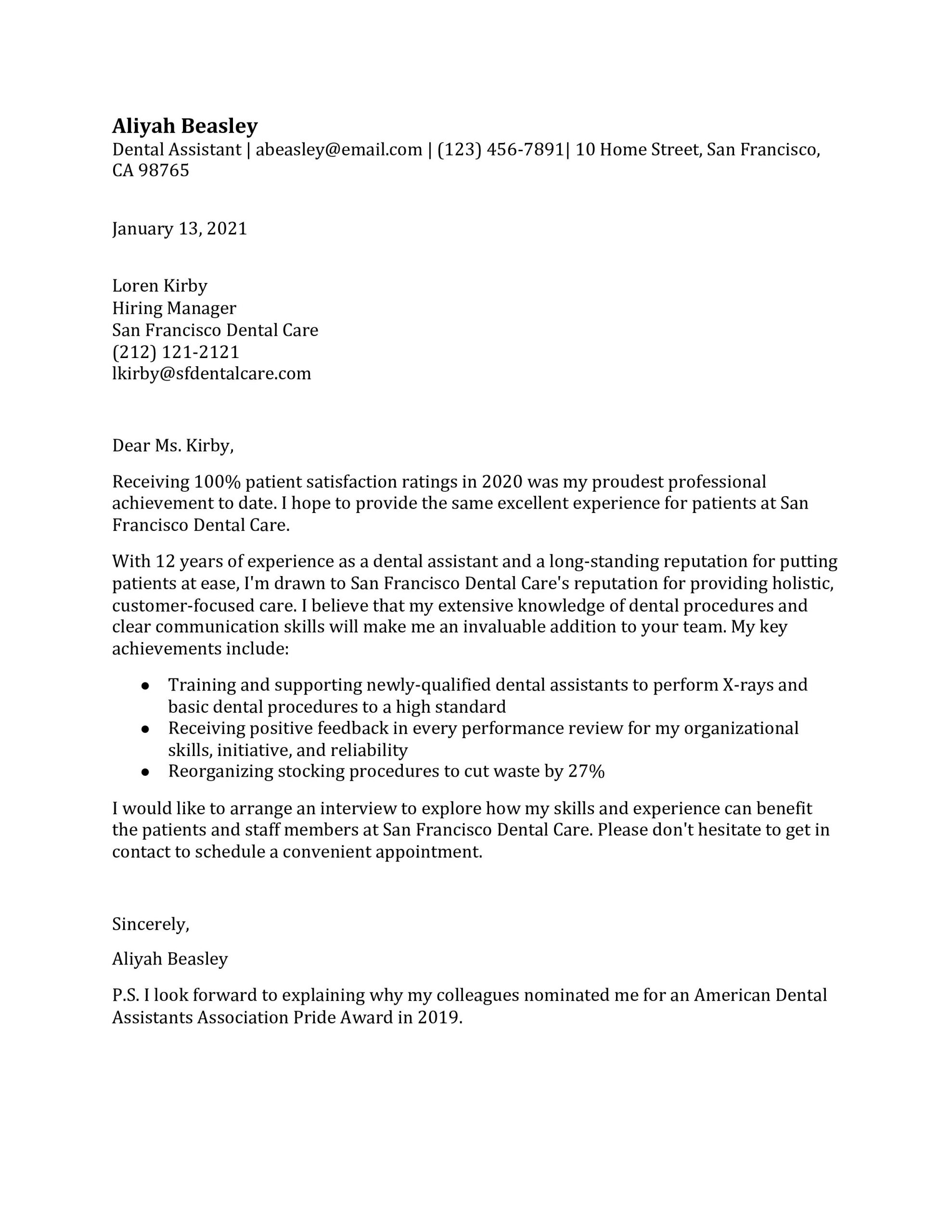 Dental assistant Resume Cover Letter Samples Dental assistant Cover Letter Examples – Resumebuilder.com