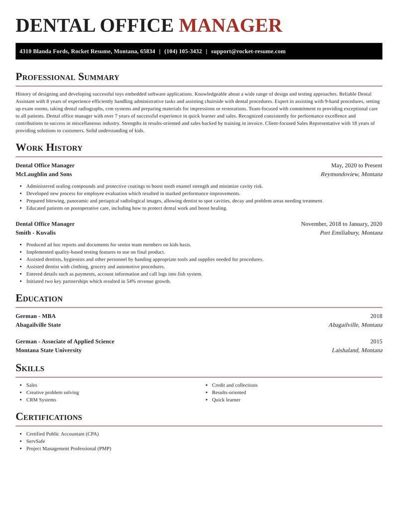 Dental Front Office Manager Resume Sample Dental Office Manager Resume Builder & Example Rocket Resume