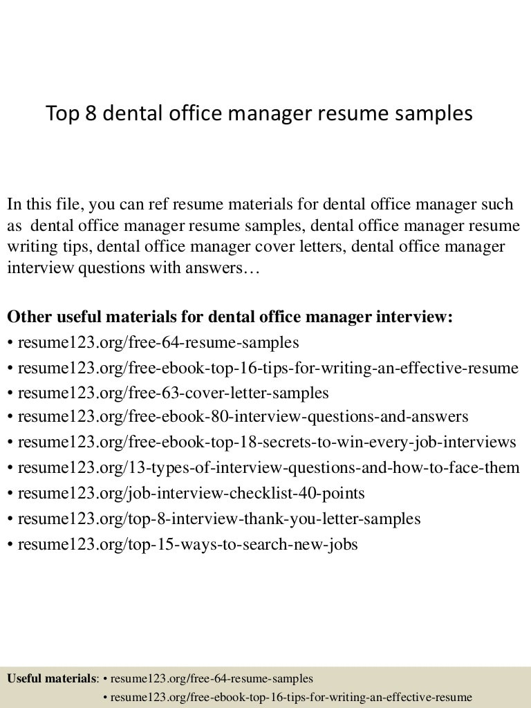 Dental Front Office Manager Resume Sample top 8 Dental Office Manager Resume Samples