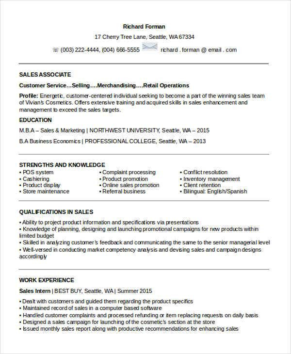 Entry Level Sales associate Resume Sample 20 Sales Resume Samples Pdf Doc