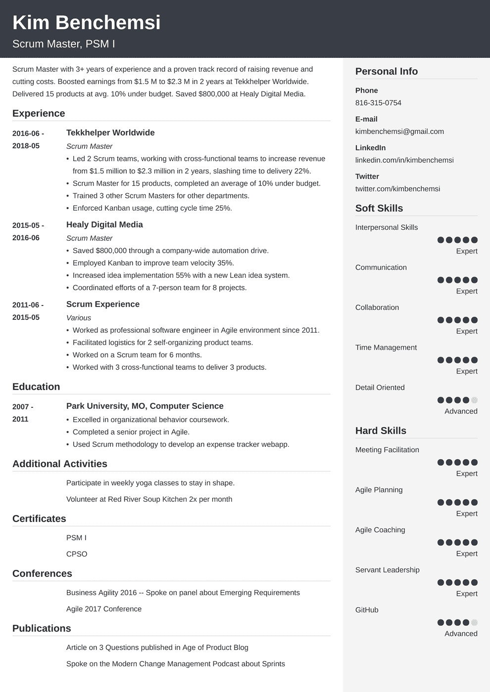 Entry Level Scrum Master Resume Samples Scrum Master Resume Samples Template & Guide
