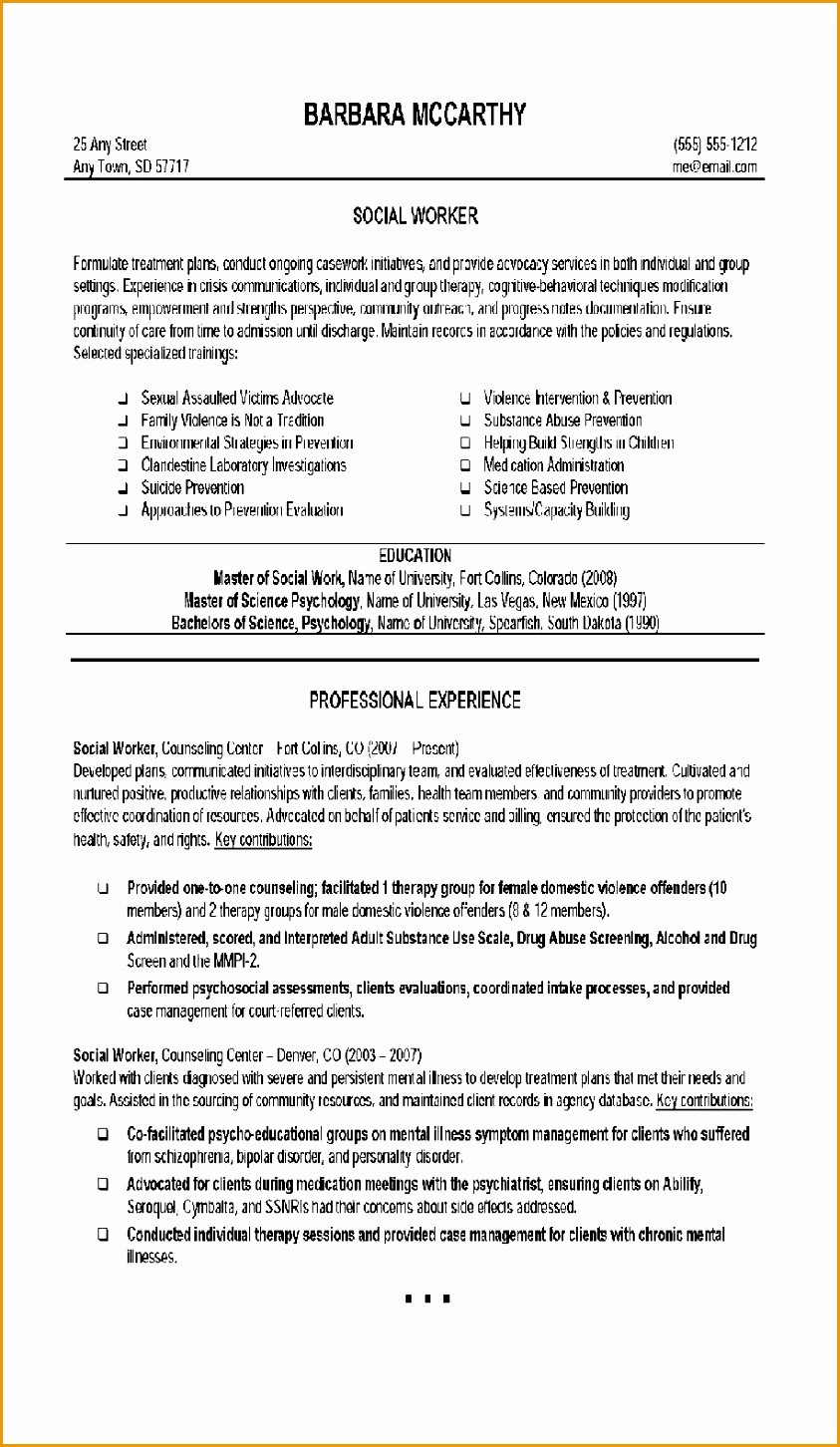 Entry Level social Worker Resume Sample 9 social Worker Resume Template