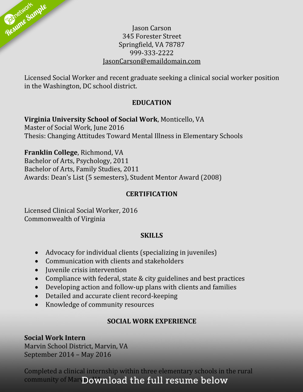 Entry Level social Worker Resume Sample How to Write A Perfect social Worker Resume Examples