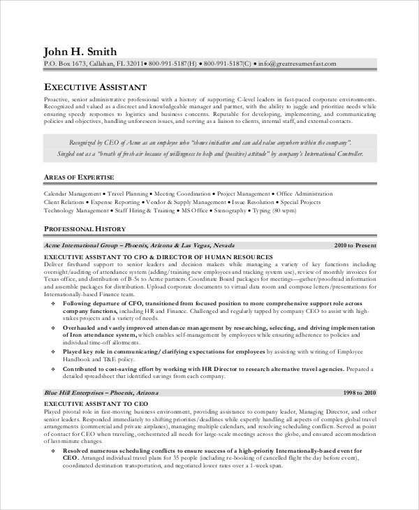 Executive assistant Job Description Resume Sample Free 8 Sample Executive assistant Job Description