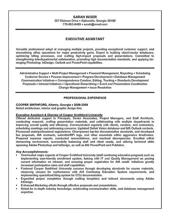 Executive assistant Summary Of Qualifications Sample Resume Executive assistant Resume Example Sample