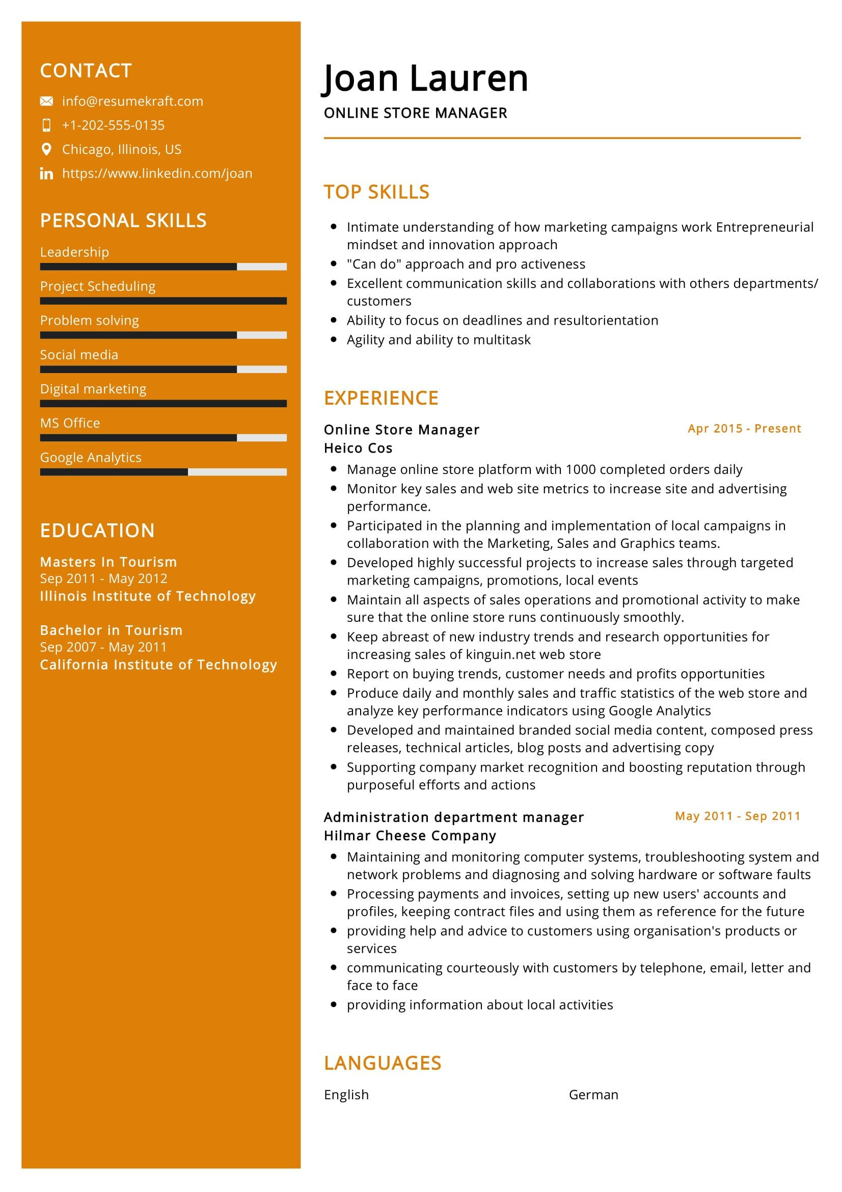 Free Sample Resume Retail Store Manager Online Store Manager Resume Sample 2021 Writing Tips – Resumekraft
