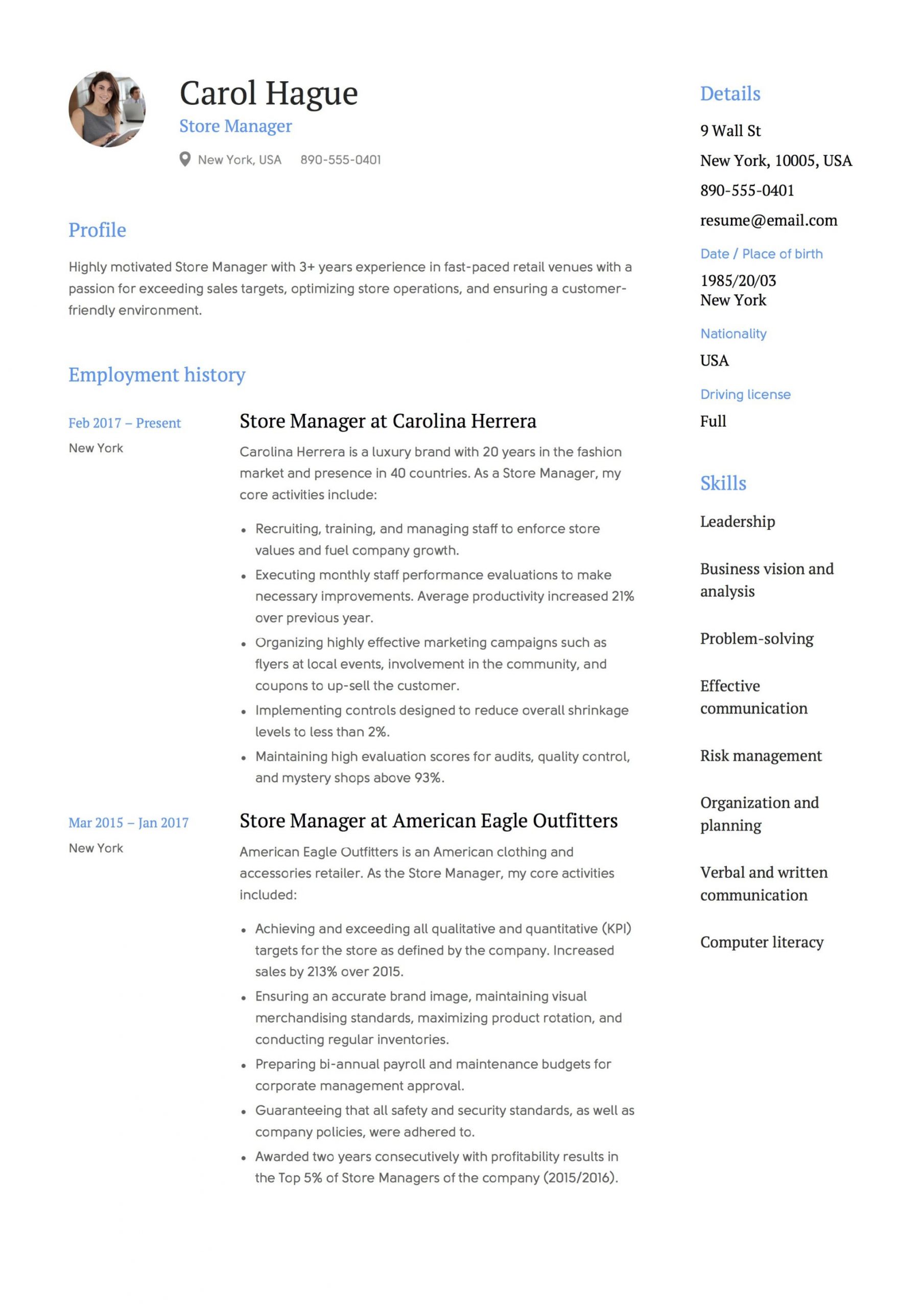 Free Sample Resume Retail Store Manager Store Manager Resume & Guide 12 Templates Pdf 2021