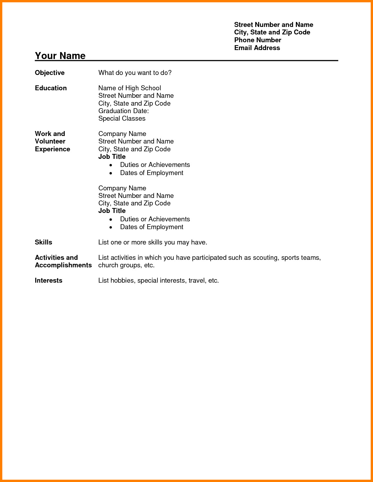 High School Resume Samples No Experience Sample Resume Summary for High School Student – Good Resume Examples