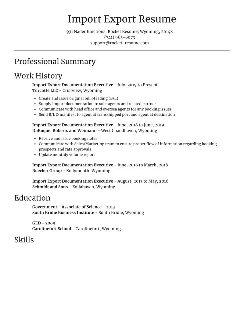 Import Export Documentation Executive Resume Sample Import Export Specialist Resume : top 8 Import Export Manager …