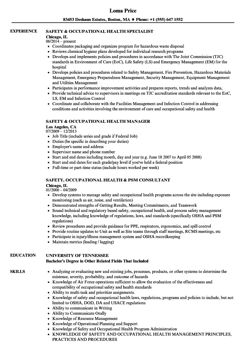 Occupational Health and Safety Officer Resume Samples Occupational Health Nurse Cv Template • Invitation