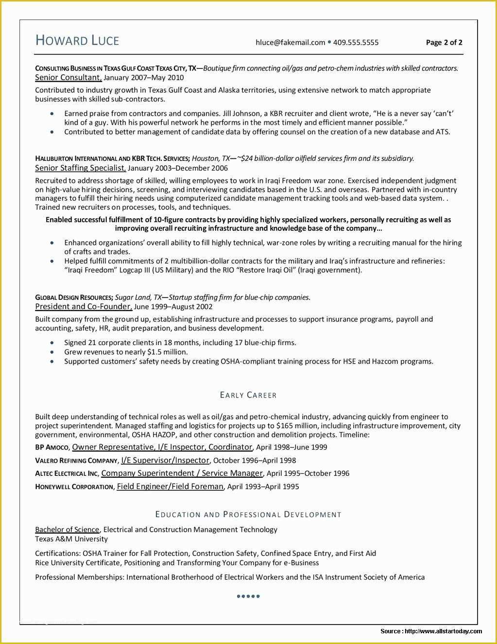 Oil and Gas Electrician Resume Sample Free Oil and Gas Resume Templates Electrical foreman