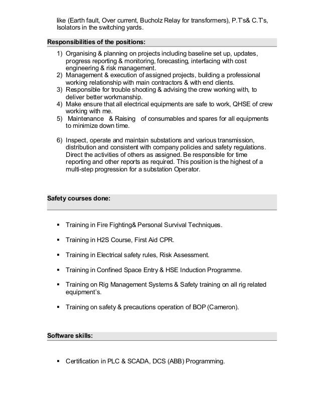 Oil and Gas Field Electrical Engineer Resume Sample Resume Electrical Engineer for Oil & Gas