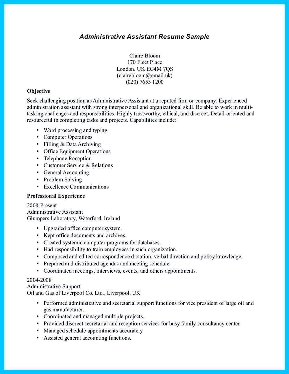 Resume Objective Samples for Administrative assistant Entry Level Administrative assistant with No Experience Cv October …