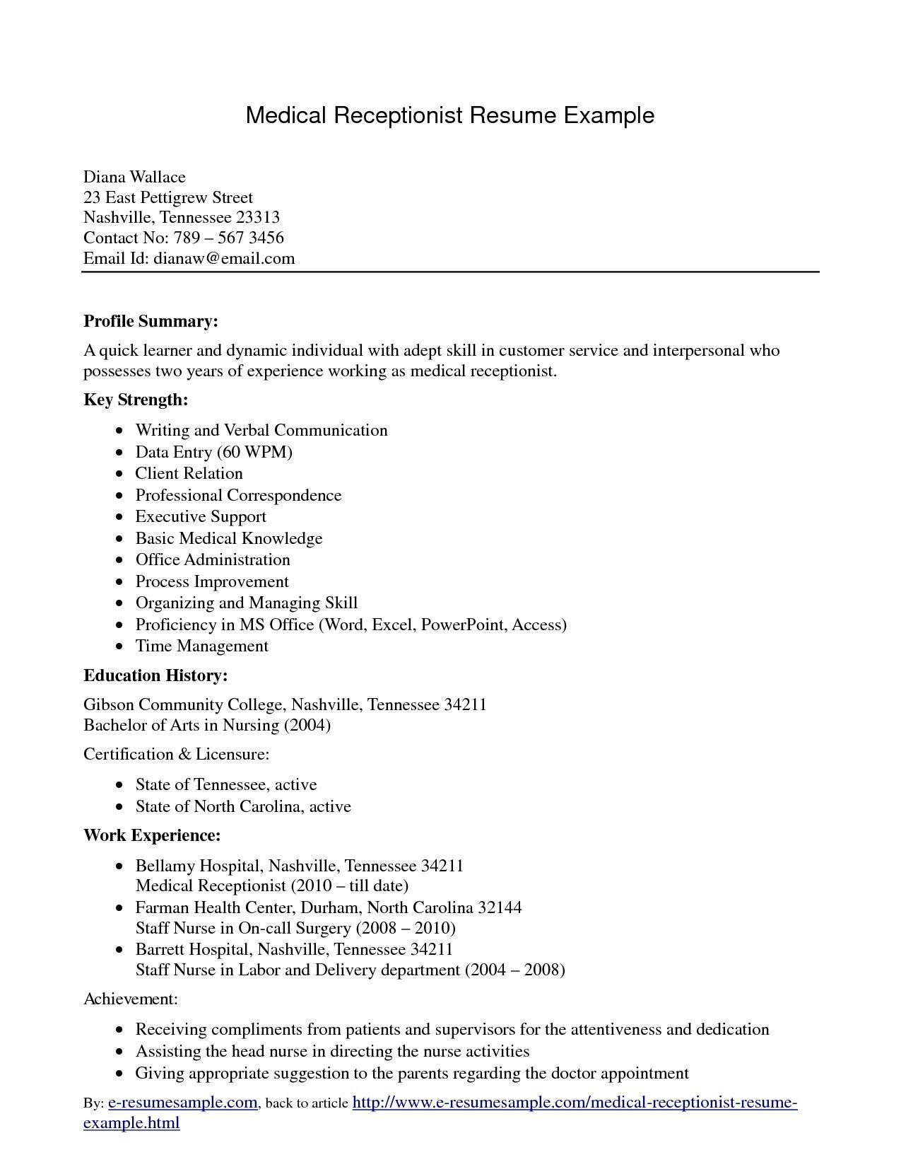 Resume Sample for Receptionist Position with No Experience Receptionist Cover Letter No Experience Cover Letter for Resume …