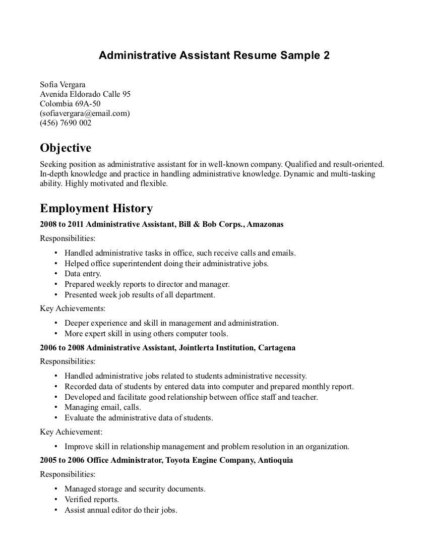 Sample Objective for Executive assistant Resume Police Officer Resume Objective Resume – Http://www.resumecareer …
