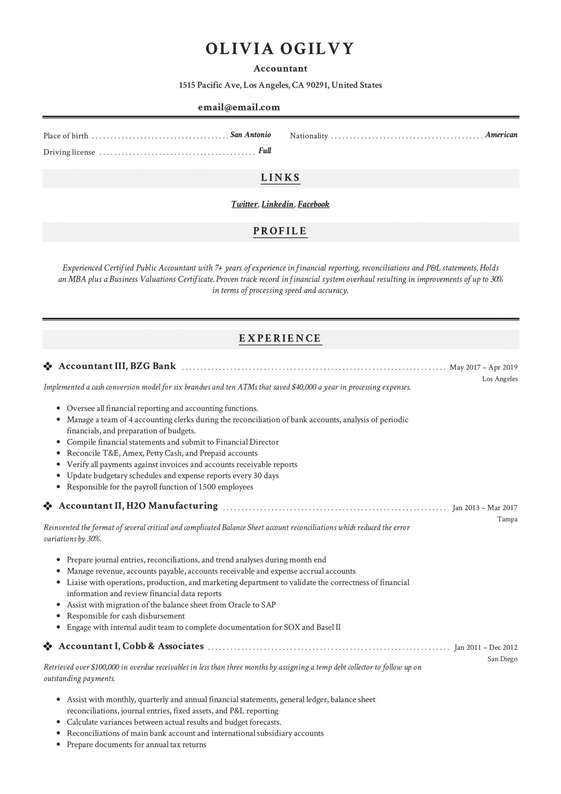 Sample Of Functional Resume for Accountant Accountant Resume & Writing Guide  12 Resume Templates Pdf