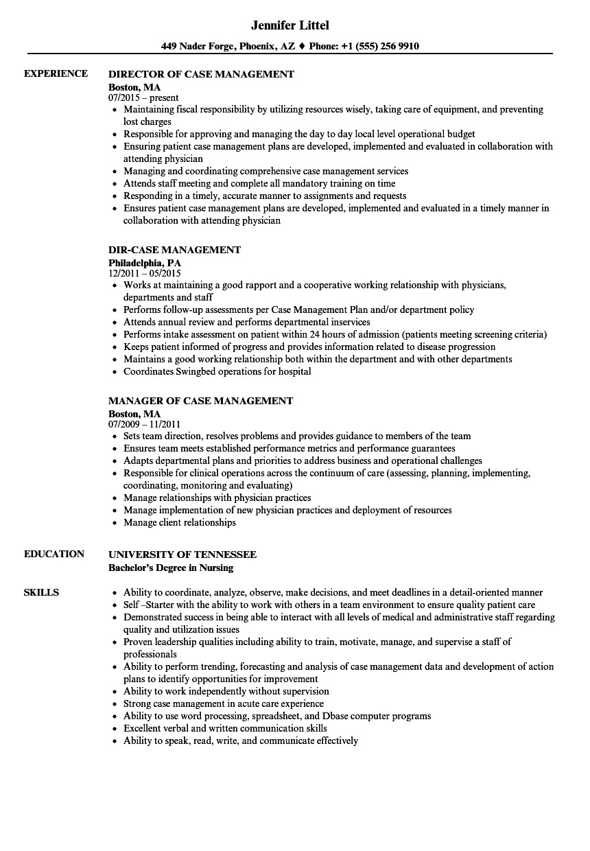 Sample Resume for A Case Manager Case Manager Resume Samples Mryn ism
