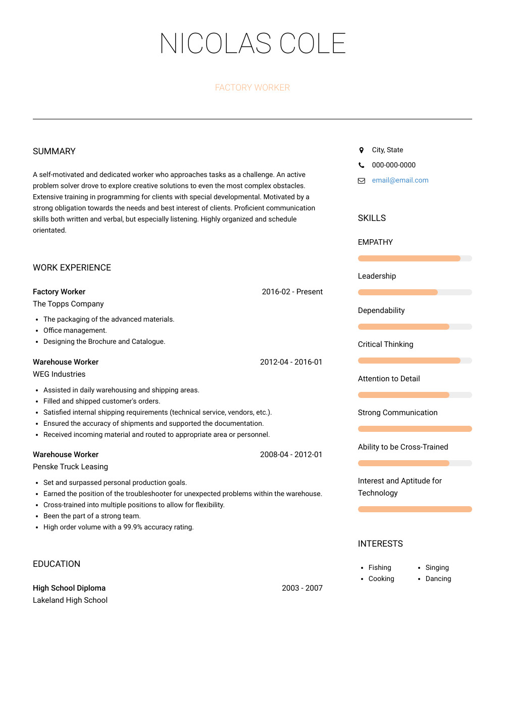 Sample Resume for A Factory Worker Factory Worker Resume Samples and Templates