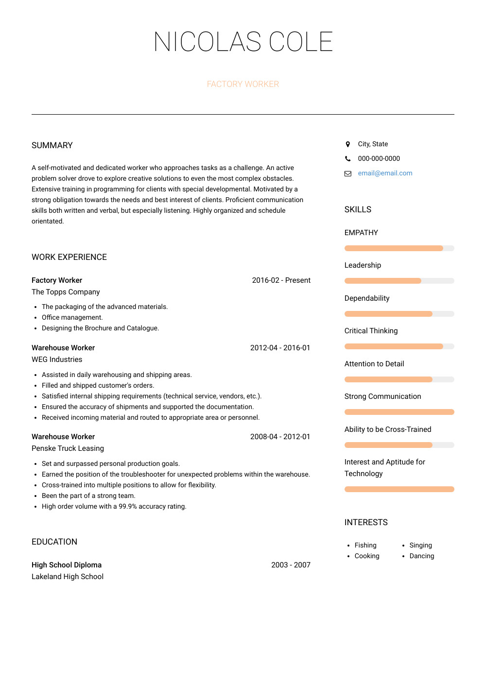 Sample Resume for A Factory Worker Factory Worker Resume Samples and Templates