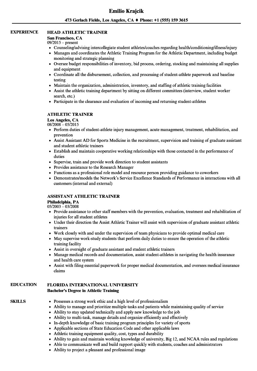 Sample Resume for athletic Trainer Position Resume for athletic Trainer Sample Resume for athletic Trainer Position Resume for athletic Trainer