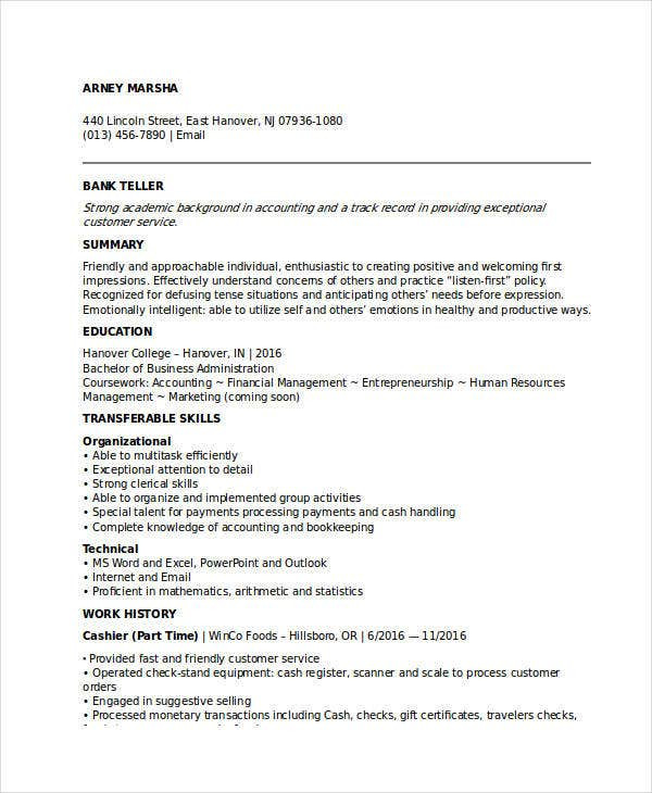 Sample Resume for Bank Jobs Pdf Banking Resume Samples 46 Free Word Pdf Documents