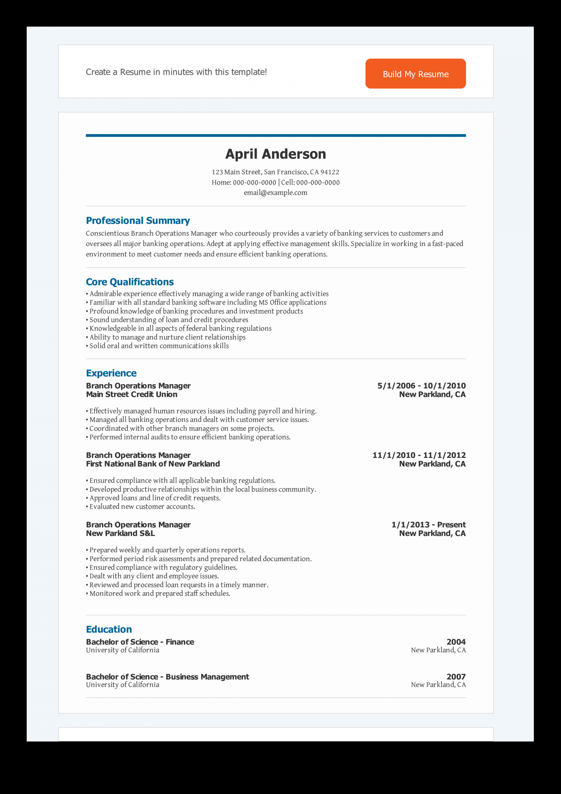 Sample Resume for Banking Operations Manager Banking Operations Manager Resume