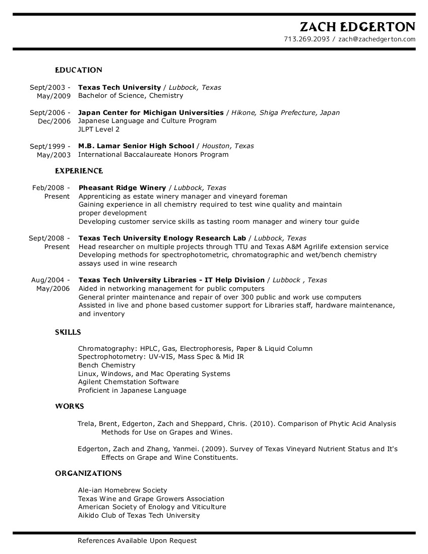 Sample Resume for Bsc Microbiologist Fresher Bsc Chemistry Fresher Resume Sample – Good Resume Examples