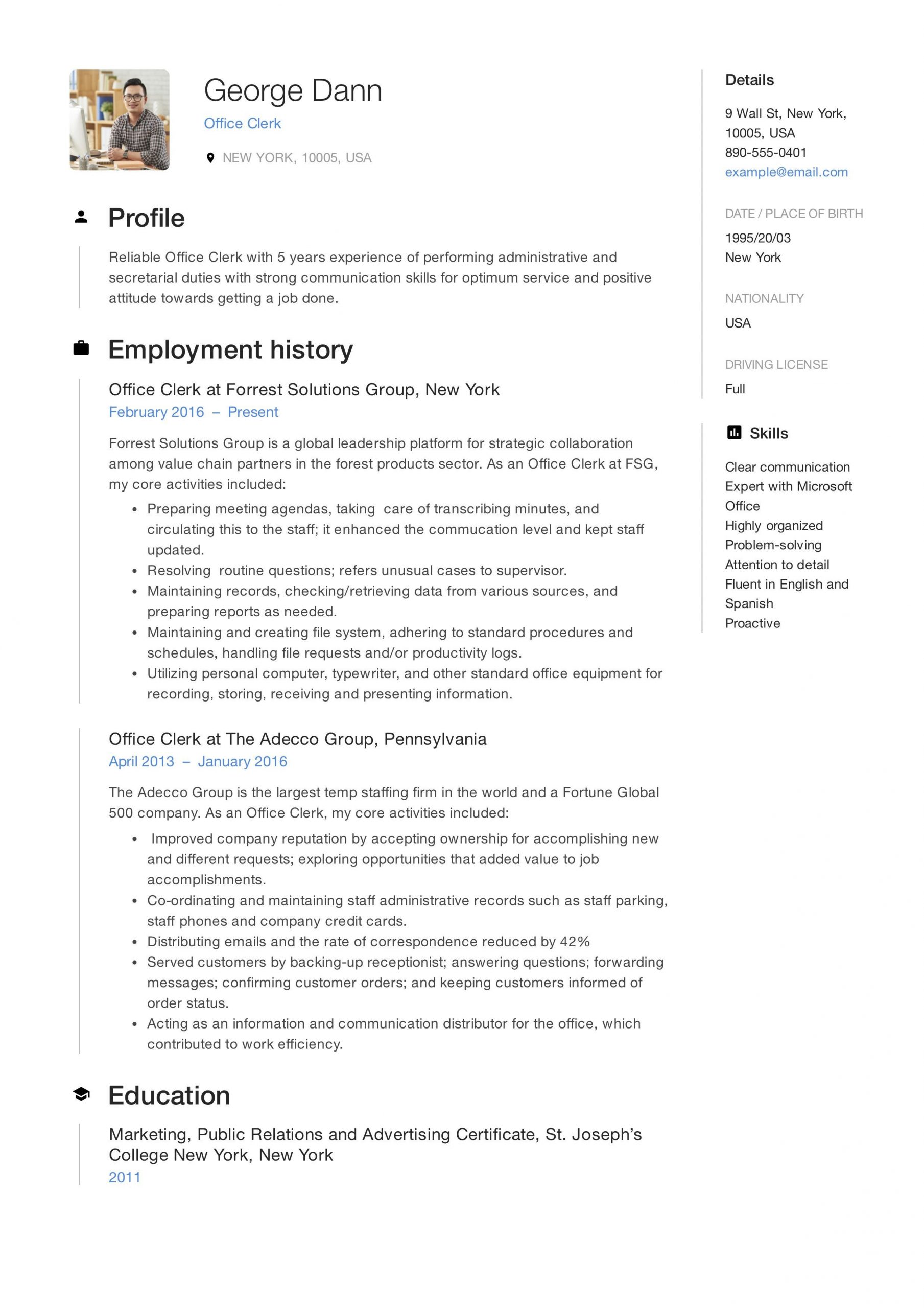 Sample Resume for Clerk with No Experience Office Clerk Resume Resume Guide, Best Resume format, Job Resume …