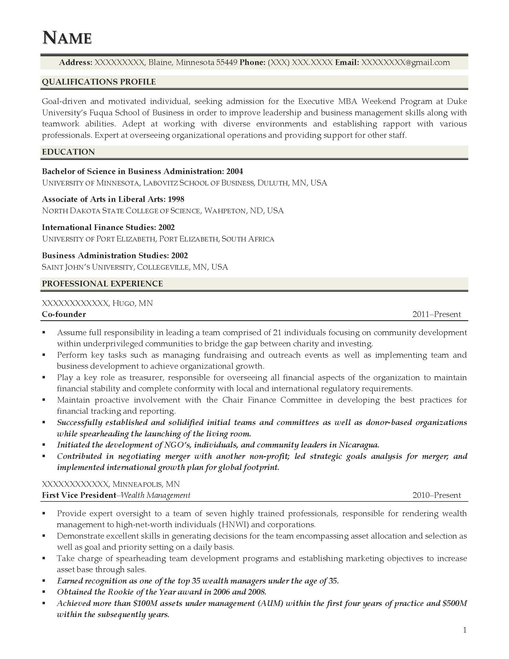 Sample Resume for Executive Mba Application Good Resume Examples for All Careers