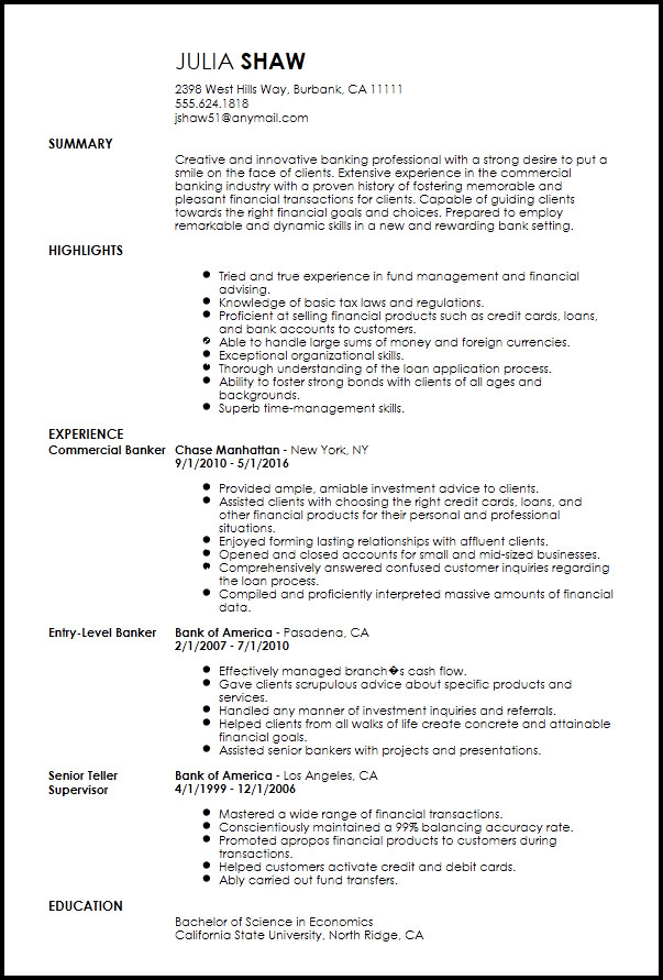 Sample Resume for Experienced Banking Professional Resume for Experienced Banking Professional Best Resume