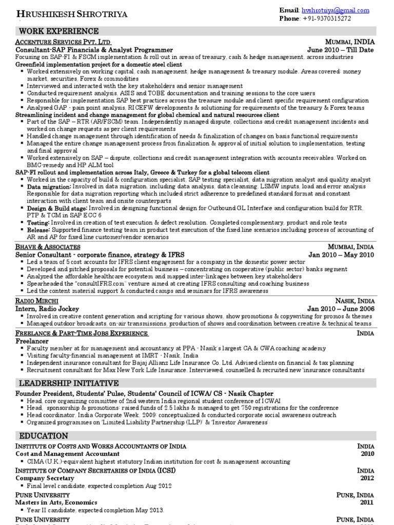 Sample Resume for Experienced Candidates Free Download Cv Resume Experience Candidate Implementation