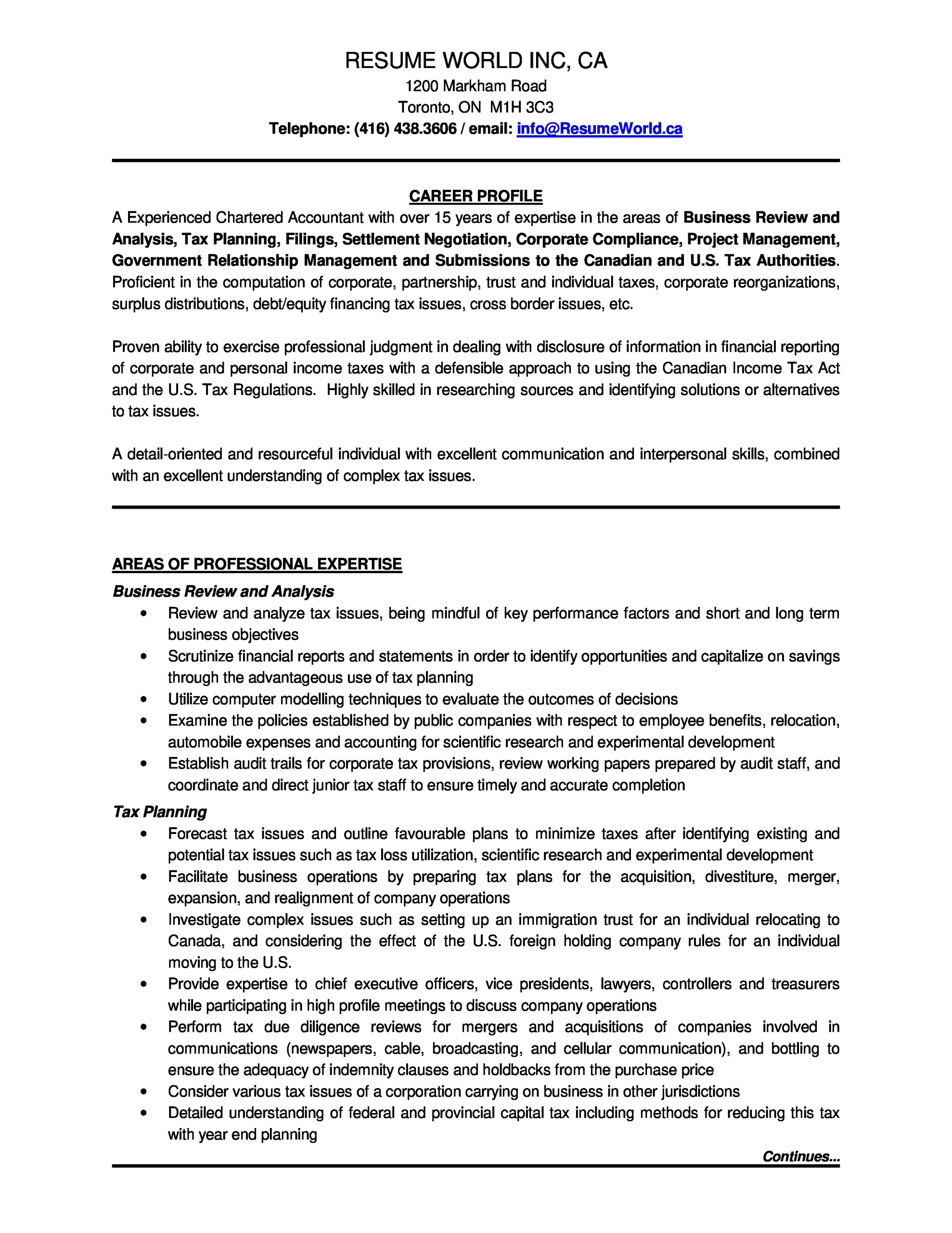 Sample Resume for Experienced Chartered Accountant Experienced Chartered Accountant Resume How to Draft An