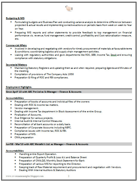 Sample Resume for Experienced Chartered Accountant Good Cv Resume Sample for Experienced Chartered Accountant