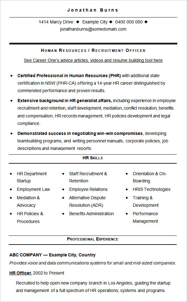 Sample Resume for Experienced Hr Recruiter 21 Best Hr Resume Templates for Freshers & Experienced