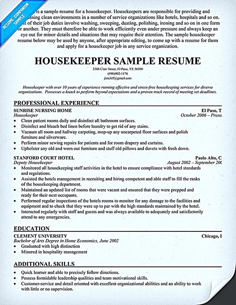 Sample Resume for Hospital Housekeeping Job Hospital Housekeeper Resume Examples October 2021
