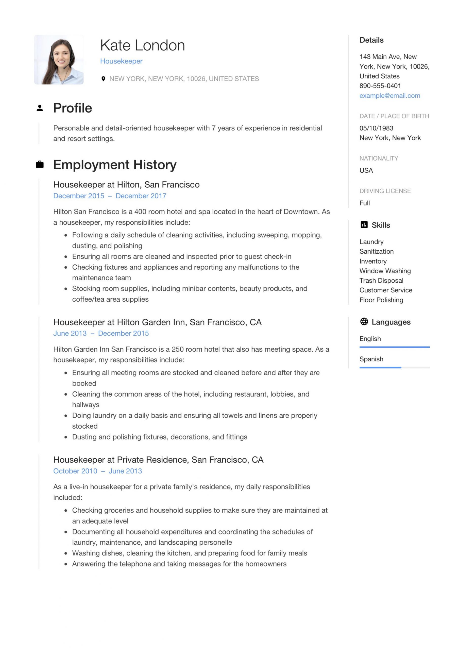 Sample Resume for Hospital Housekeeping Job House Cleaner Resume Sample October 2021