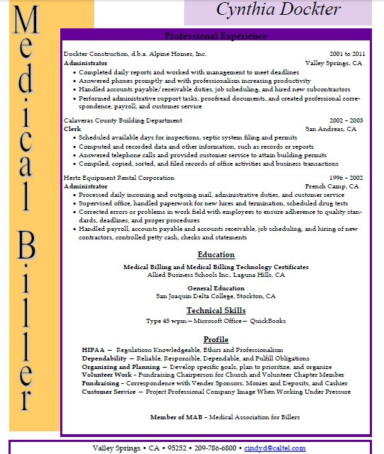Sample Resume for Medical Billing and Coding Student Medical Billing and Coding Resume Sample