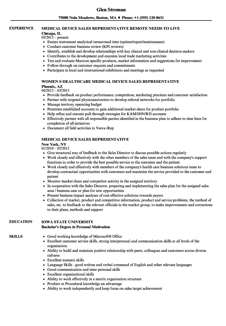 Sample Resume for Medical Device Sales Rep Resume Templates for Medical Device Sales Arthrex