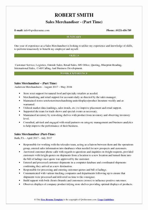 Sample Resume for Merchandiser Job Description Merchandiser Job Description Resume Beautiful Sales