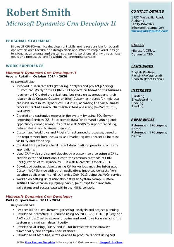 Sample Resume for Microsoft Dynamics Crm Microsoft Dynamics Crm Developer Resume Samples