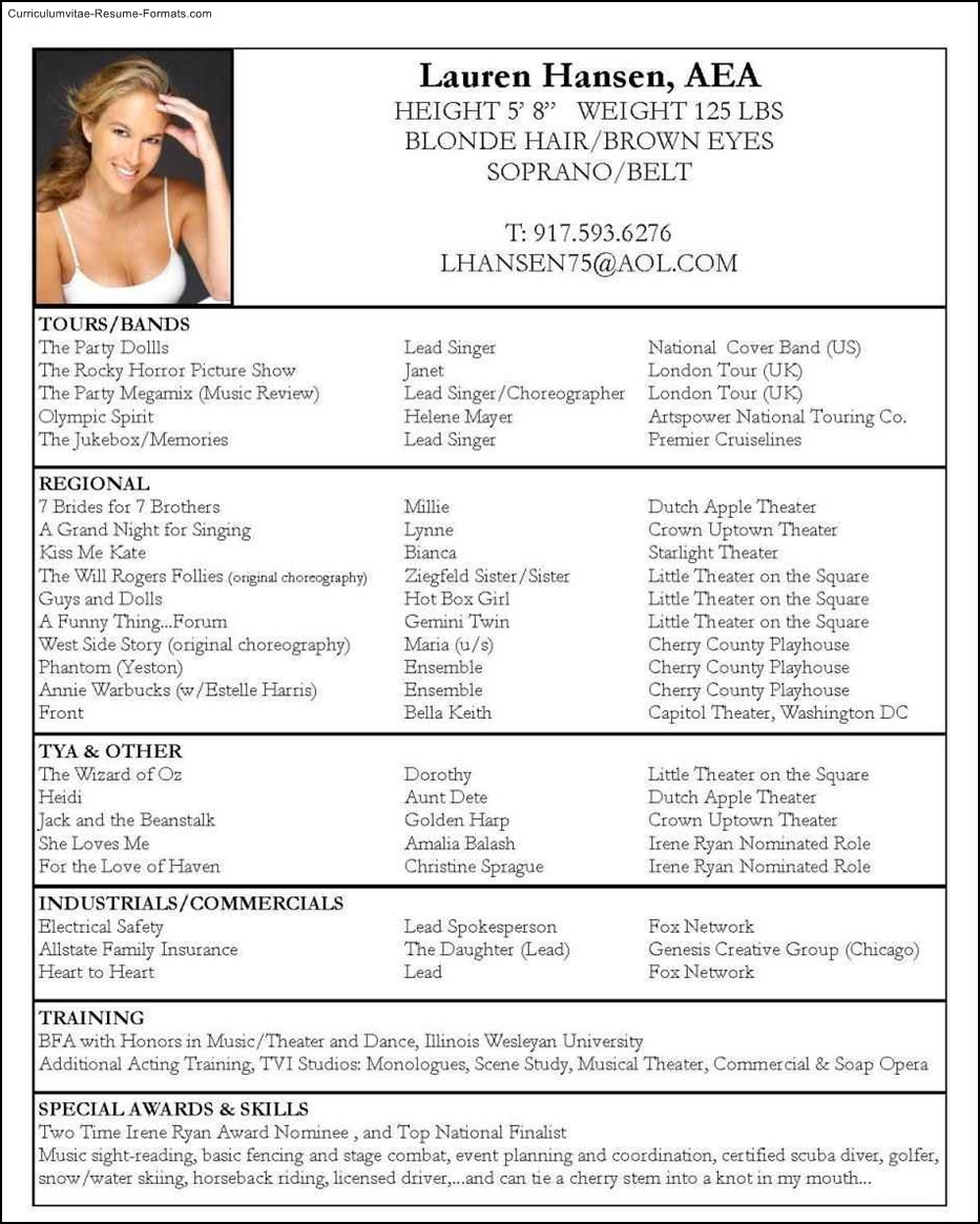 Sample Resume for Models and Actors Free Actors Resume Template