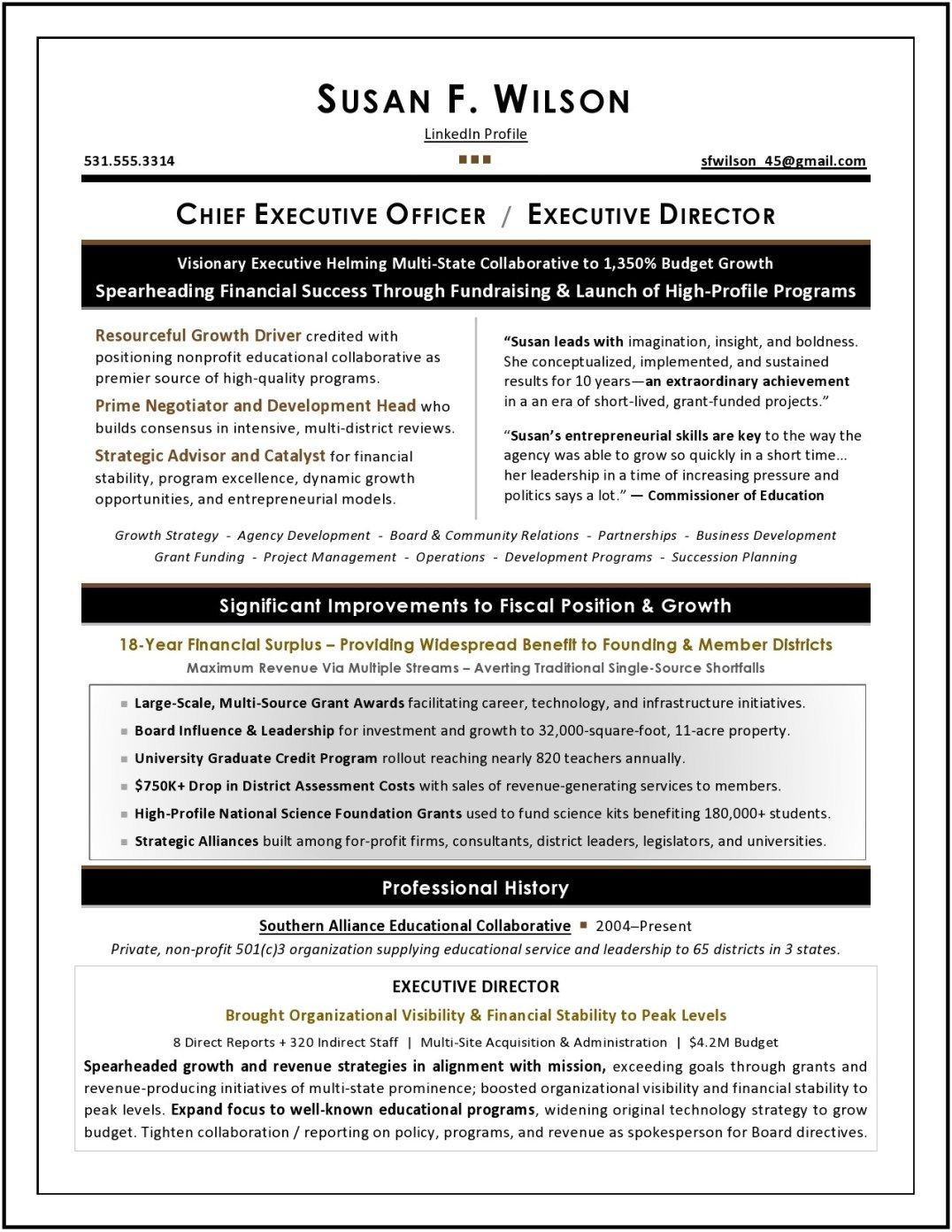 Sample Resume for Nonprofit Executive Director Nonprofit Ceo Resume Sample Executive Resume, Professional …