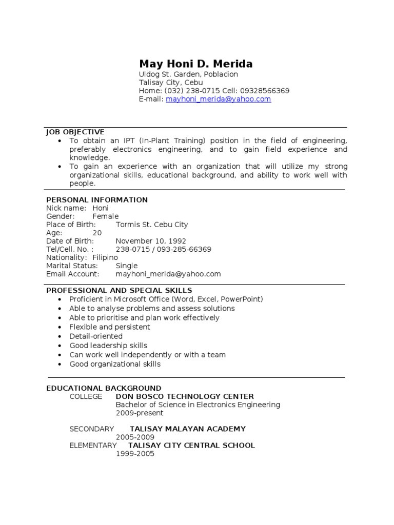 Sample Resume for Ojt Psychology Students Resume Ojt Sample Resume for Ojt Psychology Students Resume Ojt