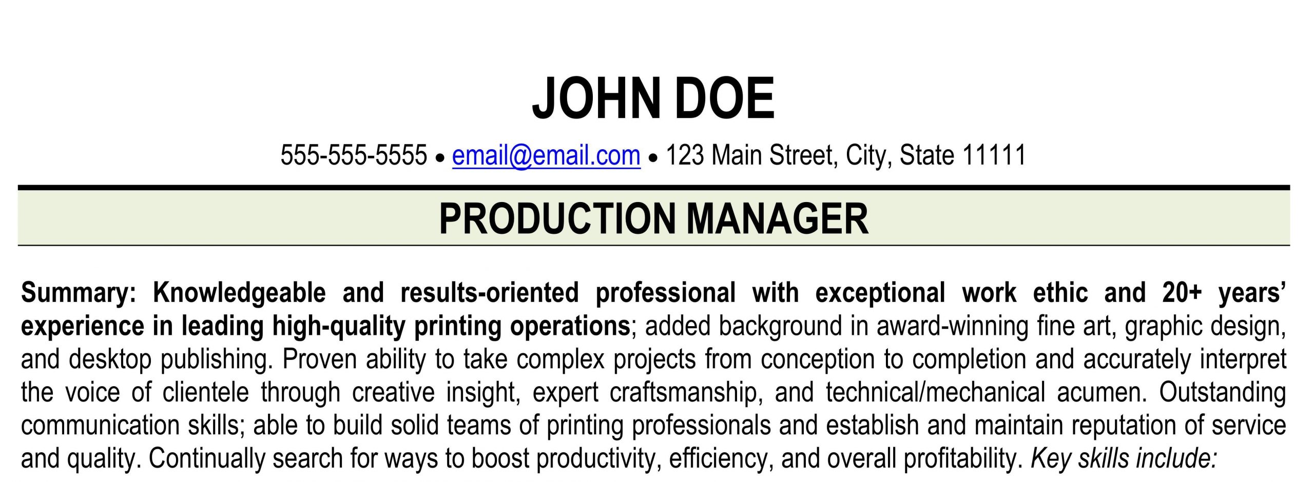 Sample Resume for Print Production Manager Resume for Printing Industry – Print Shop Resume Ihireprinting