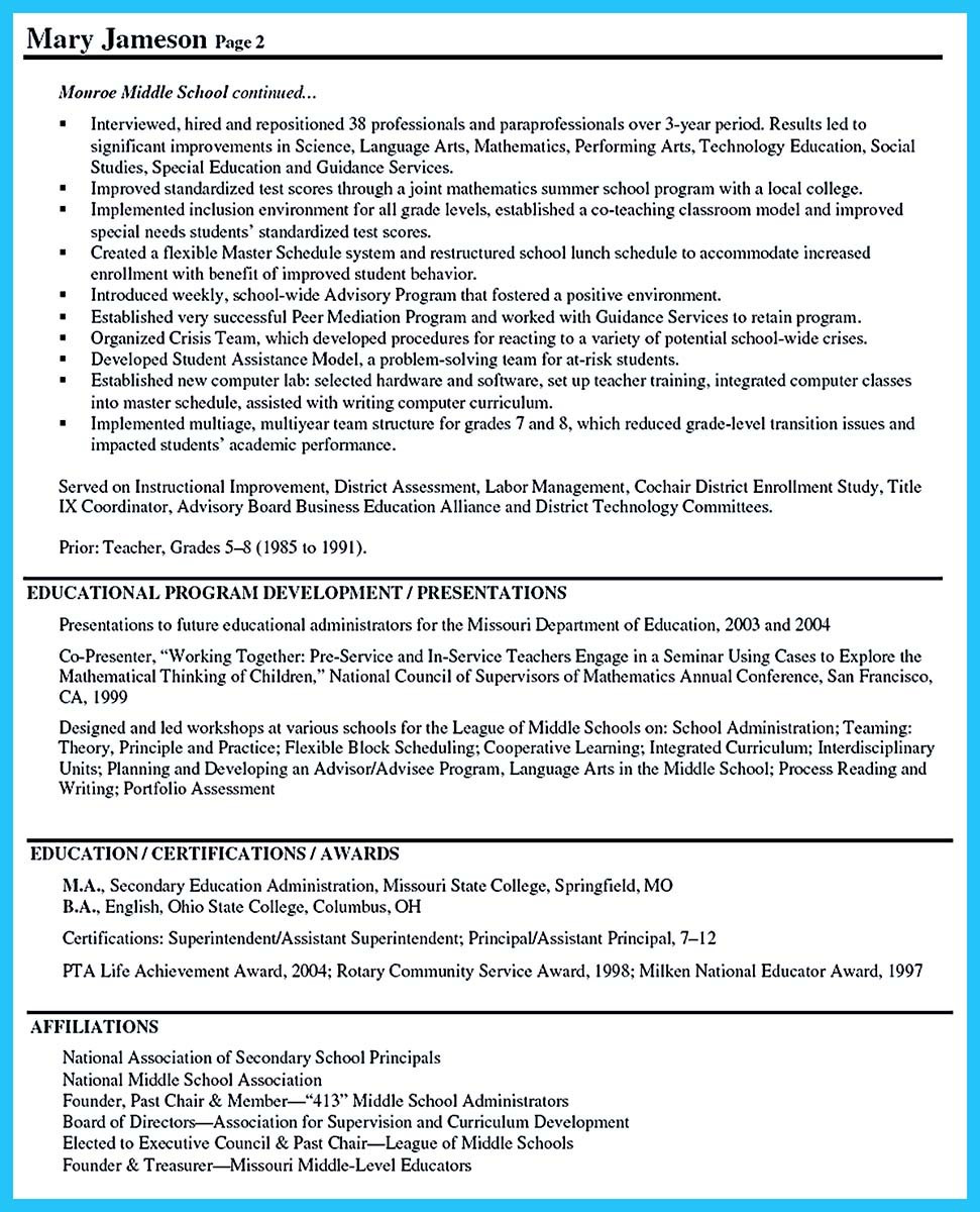 Sample Resume for the Post Of Principal An Effective Sample Of assistant Principal Resume