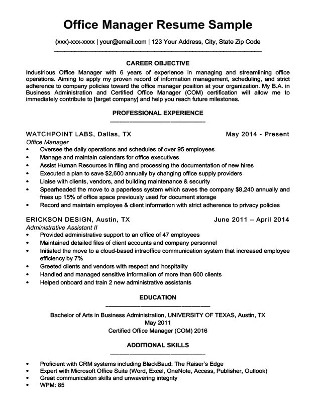 Sample Resume for top Management Position 12 13 Resume for Managers Position