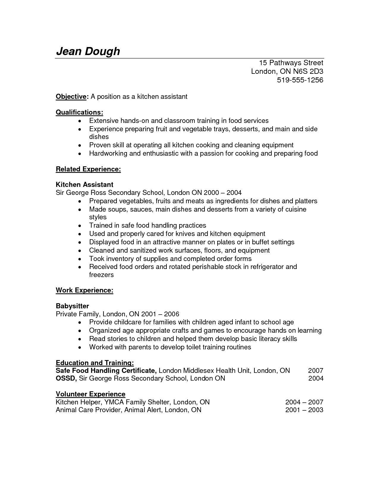 Sample Resume Objective for Kitchen Staff Kitchen Helper Resume Sample October 2021