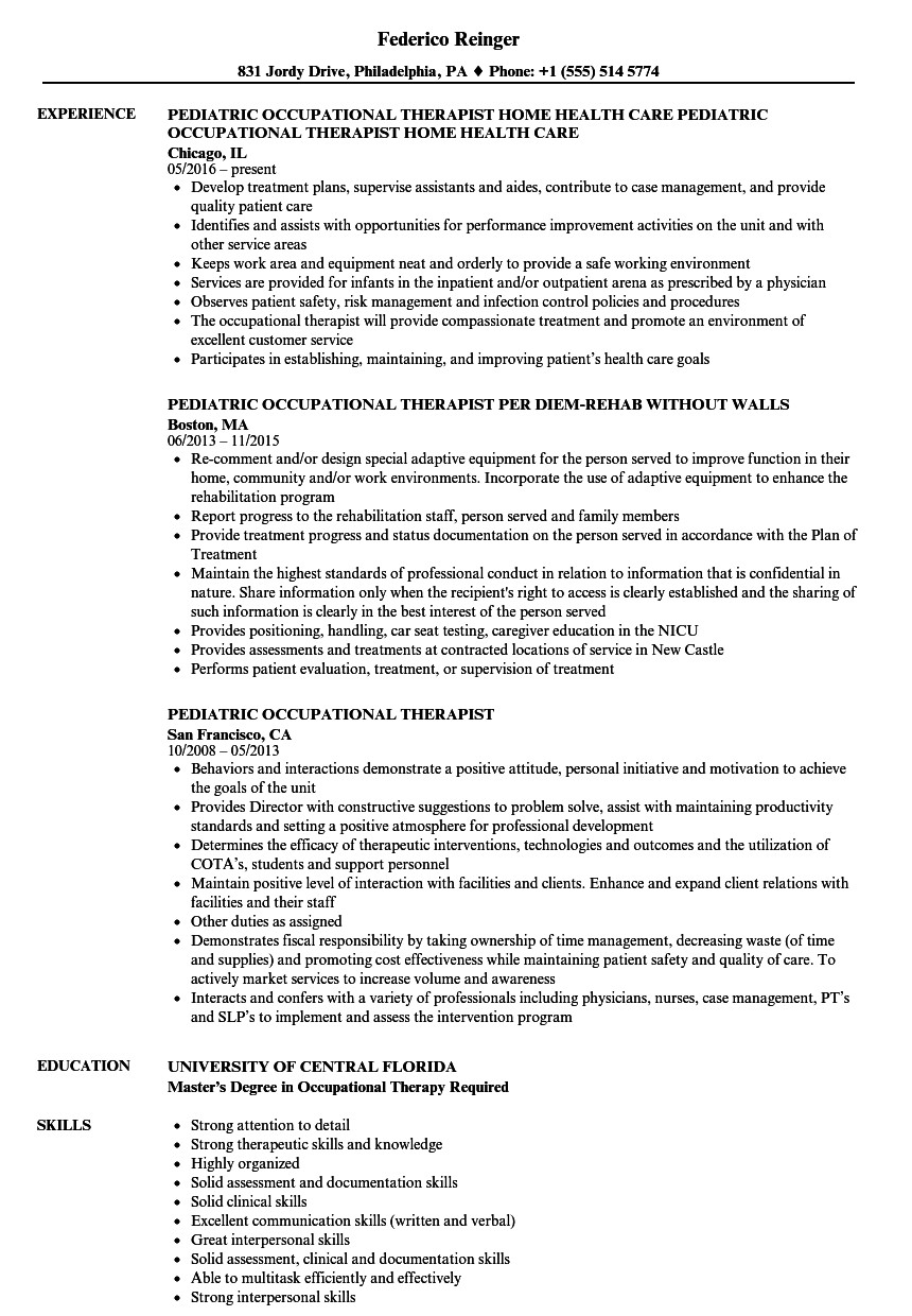 School Based Occupational therapy Resume Sample Resume for Occupational therapy Mryn ism