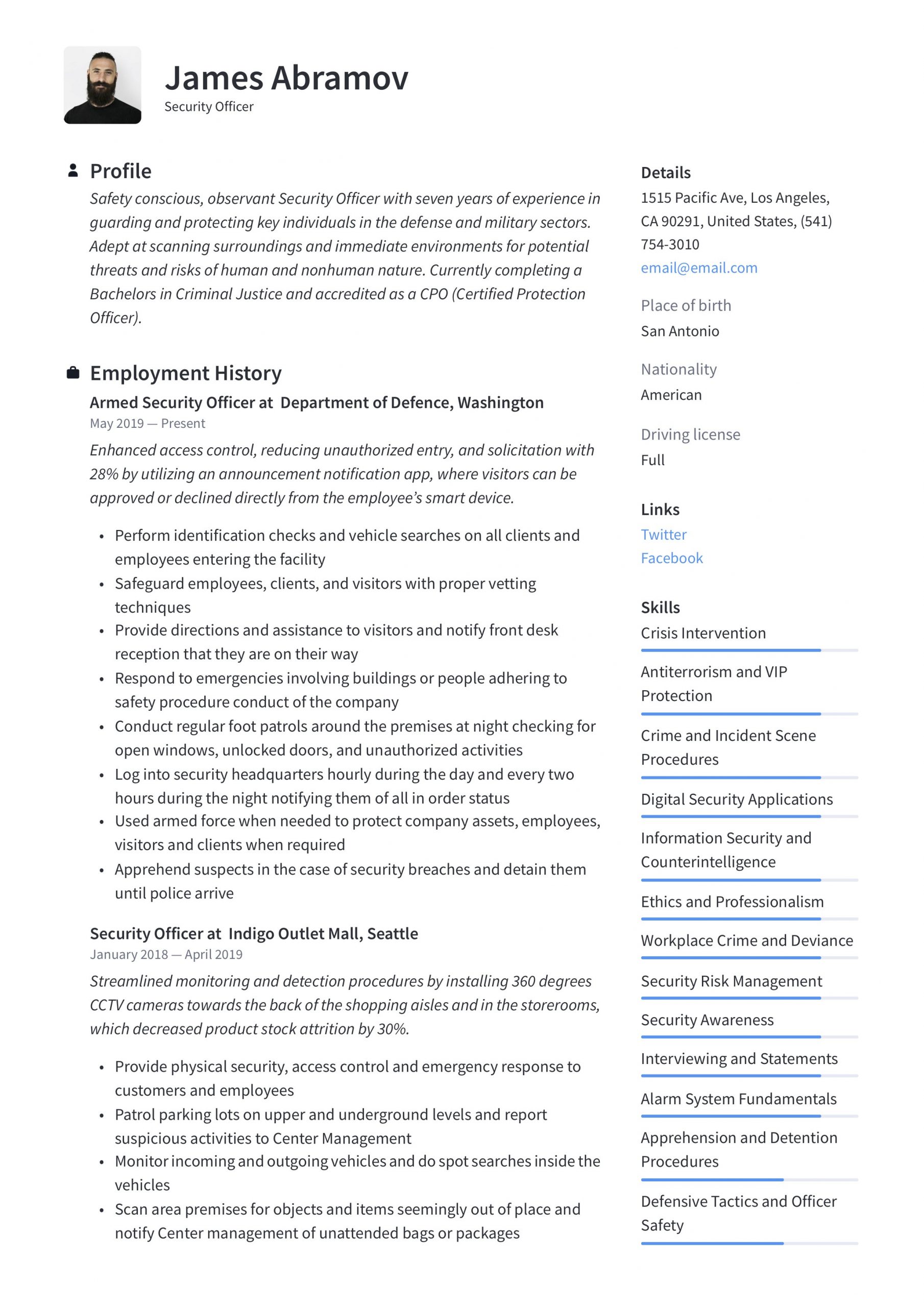 Security Officer Resume Examples and Samples Security Ficer Resume & Writing Guide